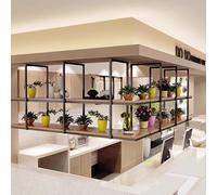 Whnoorher Estantería Colgante Decorativa Moderna para cafetería, Estante Organizador Multiusos de Madera para Techo, con Marco de Metal, para Flores, de 2 Niveles.(100x30x80cm)