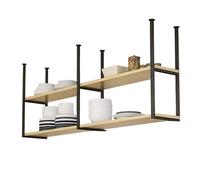 Whnoorher Estantería de Cocina Colgante de Techo, Creativa, Flotante, de Madera de Dos Niveles, Organizador Multiusos, para ollas y Utensilios de Cocina.(2-Layer 130x30x80cm)