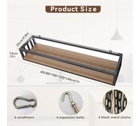 Whnoorher Estantes flotantes de Madera para Colgar en el Techo, Estante para macetero de Pared, estantes de exhibición Multiusos para Botellas de Vino, Plantas, Libros(B,80x25x15cm)