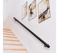 Whnoorher Kit de Soportes Negros para pasamanos de Escalera | Barra de Soporte para barandilla de Escalera de Pared | Pasamanos de Tubo Redondo de Hierro Forjado(600cm)