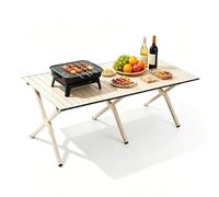 Whnoorher Mesa de Barbacoa Plegable para Exteriores, Rectangular, Blanca, 150 cm x 70 cm x 54 cm, mesas Plegables, Mesa Baja portátil de Acero al Carbono para Picnic(150cmx70cmx54cm)