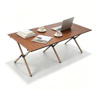 Whnoorher Mesa de Camping Plegable portátil de Acero al Carbono con diseño encajable Mesa de Picnic Baja Mesa de Comedor compacta Ultraligera para 2-6 Personas Sala de Estar(Beige,86cmx59cmx45cm)