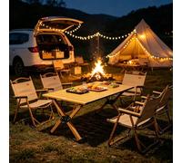 Whnoorher Mesa de Parrilla para Acampar al Aire Libre Mesa Enrollable Plegable portátil Mesas Impermeables de Acero al Carbono ultraligeras Diseño Resistente y Estable(Wood,90cm)