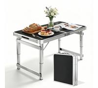 Whnoorher Mesa Plegable -80cm/100cm/120cm/150cm Mesa de jardín Interior Mesas de Comedor Plegables portátiles con Marco de Aluminio para Barbacoa Catering Cocina Sala de Estar(Negro,180cm/5.9ft)
