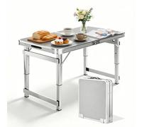 Whnoorher Mesa Plegable -80cm/100cm/120cm/150cm Mesa de jardín Interior Mesas de Comedor Plegables portátiles con Marco de Aluminio para Barbacoa Catering Cocina Sala de Estar(Gris,180cm/5.9ft)