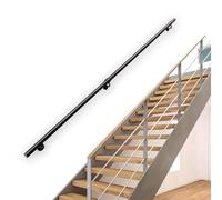 Whnoorher Pasamanos de Escalera Moderno de 1, 2, 3, 4, 5 y 6 Metros, Soportes de Tubo de Hierro Forjado Negro con Tornillos metálicos, Barra de Soporte de pasamanos de Pared(390cm)