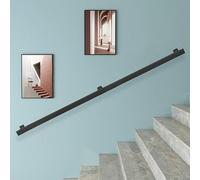 Whnoorher Pasamanos Negro para escaleras, pasamanos para escaleras Interiores y Exteriores Pasamanos de Escalera de Hierro Forjado de Metal de 30-600 cm con Soportes de Pared(180cm)