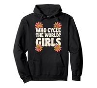 Who Cycle The World Girls Retro Flower Power Cycling Sudadera con Capucha