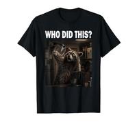 Who Did This Cafetera Amante de los Animales Divertido Camiseta gráfica económica, Hombre, Negro, XL