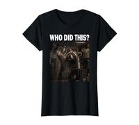 Who Did This Cafetera Amante de los Animales Divertido Camiseta gráfica económica, Mujer, Negro, XL