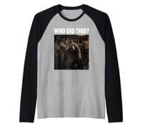 Who Did This Cafetera Amante de los Animales Divertido Camiseta Manga Raglan