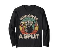 Who Gives A Split Retro Bowling Bowler Team Funny Manga Larga