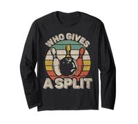 Who Gives A Split Retro Bowling Bowler Team Funny Manga Larga