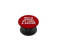 Who is Jesus? My Lord & Savior - Christian Faith Baptism Red PopSockets PopGrip Adhesivo