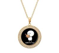 Who Loves Leg of Chicken - Collar con colgante de diamante redondo para mujer, regalo de joyería para hombres y cumpleaños, talla única, Metal