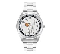 Who Loves Leg of Chicken - Reloj de pulsera de cuarzo personalizado de acero inoxidable con números arábigos para hombres y mujeres