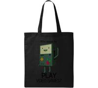 Who Wants to Play - Bolsa de algodón ecológico natural, color negro, Black, Talla única
