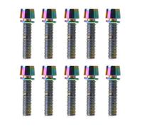 Whoasyst 10 tornillos de acero de alta precisión para vástago de bicicleta, M5 x 20 mm, tornillo fijo de acero de alta precisión, tornillos de cabeza cónica con arandelas de reparación