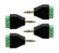 Whoasyst 4 adaptadores estéreo de 3,5 mm macho a terminales de tornillo hembra para sistemas de sonido domésticos y equipos de estudio, tapones de repuesto para auriculares