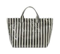 Whoasyst Bolsa de compras con diseño moderno de bloques de color, bolsa transparente con asa superior que ofrece detalles de rayas para uso diario y asa superior de moda, Black