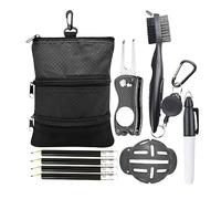 Whoasyst Bolsa para camisetas de golf con clip de engranaje, para hombres y mujeres, ligera, múltiples bolsillos, con cremallera, gancho para pelotas, limpiador de bolas, toalla, cepillo, camisetas