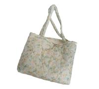 Whoasyst Bolso de compras de algodón para mujer, con diseños acolchados y espacioso, casual, bolso de hombro floral, f, One Size