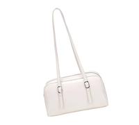 Whoasyst Bolso de hombro casual inspirado en Corea para mujer, elegante axilas con cierre de cremallera, bolso de mano de poliuretano de gran capacidad, elegante para uso diario, White, One Size