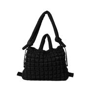 Whoasyst Bolso de mano acolchado de moda con diseños acolchados, correa de hombro ajustable, mochila acolchada de gran capacidad con cordón acolchado, Black