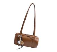 Whoasyst Bolso de mano cilíndrico creativo para mujer, estilo retro, de piel sintética, con diseño único, accesorio de moda de invierno, Brown, One Size