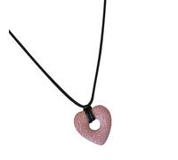 Whoasyst Cadena de cordón de piel negra que muestra el dije de corazón vacío y factores de piedra volcánica que se siente vacío, One Size, como se describe, como se describe