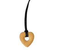 Whoasyst Cadena de cordón de piel negra que muestra el dije de corazón vacío y factores de piedra volcánica que se siente vacío, One Size, como se describe, como se describe