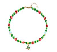 Whoasyst Cadena de esfera de copo de nieve brillante, decoración de Navidad, aleación de joyería, collar de copo de nieve de Navidad, One Size, como se describe, como se describe