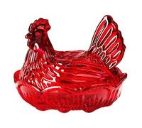 Whoasyst Caja de caramelos de cristal para gallina en nido, tarros de dulces con tapa, plato de caramelo, decoración de mesa, plato de postre, tarros de dulces con tapa decorativa