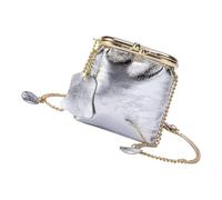 Whoasyst Cartera cruzada con múltiples compartimentos, correa de cadena ajustable, elegante, clásico, azul, impermeable, organizadores de monedas de cuero de primera calidad con cadena, Silver