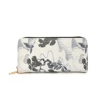 Whoasyst Cartera larga con múltiples compartimentos con diseño cultural con construcción ligera y organización de tarjetas mejorada, estilo chino vintage, Black, Medium