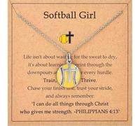 Whoasyst Collar con colgante de cruz deportiva para béisbol, fútbol, sóftbol, tenis, con cadena ajustable, joyería de cobre ligera, accesorio deportivo de moda, One Size, como se describe, como se