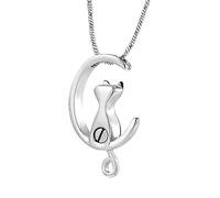 Whoasyst Collar conmemorativo resistente de acero inoxidable para mascotas con forma de lunas para recordar siempre a los queridos gatos y perros