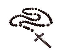Whoasyst Collar de crucifijo de madera de moda, perfecto para fiestas y cuentas de oración diaria para hombres y mujeres. Collar de encuentro