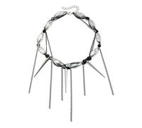 Whoasyst Collar de cuentas en espiral cónico, diseño oscuro, joyería con detalle de flecos, cómodo para el uso diario, collar de moda gótica