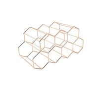 Whoasyst Estante de metal moderno para 7 botellas, diseño de panal de abeja, para almacenamiento de botellas, soporte hexagonal, cadena dorada