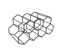 Whoasyst Estante de metal moderno para 7 botellas, diseño de panal de abeja, para almacenamiento de botellas, soporte hexagonal, cadena dorada