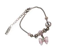 Whoasyst Ethnic Styles - Tobillera ajustable de acero con cuentas de mariposa con cadena de lazo colorida para mujeres y niñas