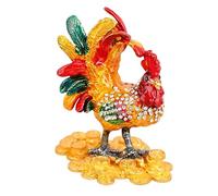 Whoasyst Exquisito joyero de gallo para anillos, pendientes, almacenamiento decorativo pintado a mano, caja de joyería Chanticleer