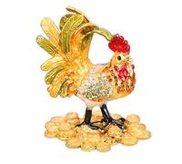 Whoasyst Exquisito joyero de gallo para anillos, pendientes, almacenamiento decorativo pintado a mano, caja de joyería Chanticleer
