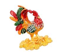Whoasyst Exquisito joyero de gallo para anillos, pendientes, almacenamiento decorativo pintado a mano, caja de joyería Chanticleer