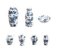 Whoasyst Juego de jarrones de decoración de casa de muñecas, exquisita simulación de porcelana azul y blanca, accesorios de fotografía 1: 12 accesorios de cocina en miniatura