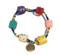 Whoasyst Lindos pequeños monstruos pulsera elástica con cuentas apilables, joyería de moda con cuentas coloridas, talla única, como se describe