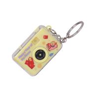 Whoasyst Llavero de cámara con iluminación LED con efectos de sonido y función de brillo en la oscuridad para fiestas y regalos, llavero de sonido de presión de botón, amarillo, Talla única