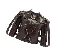 Whoasyst Medieval Armour - Bolso cruzado para mujer, de piel sintética, estilo retro, con cadena desmontable, bolso cruzado de cuero, café, One Size