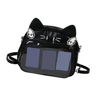Whoasyst Mochila cruzada para estudiantes de colegiala Itabag, diseño de gatos japoneses, bolsillo transparente, bolsa de hombro de poliuretano para exhibición de pines de anime, bolsa cruzada